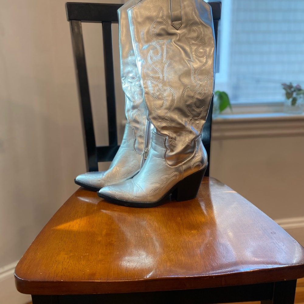 Silver Western Cowboy Boots